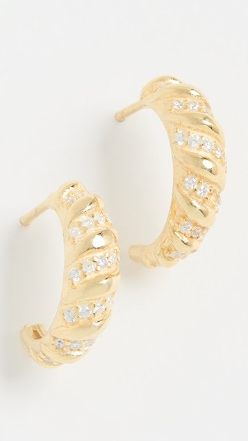 Mini Pave Croissant Hoop Earrings | Shopbop