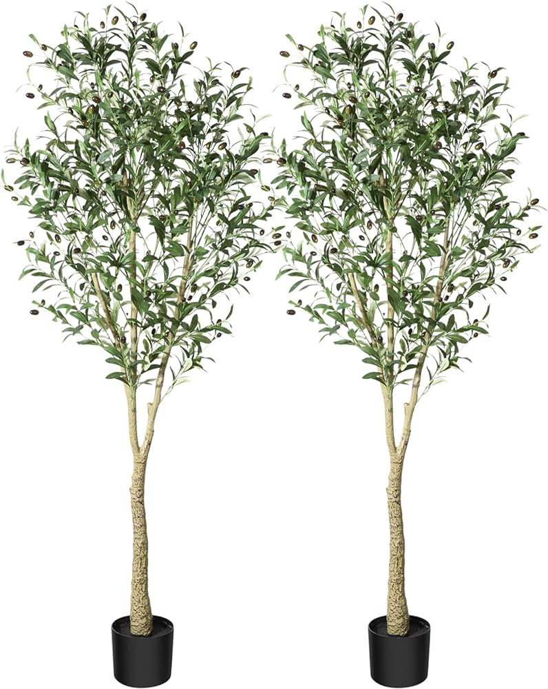 CROSOFMI Artificial Olive Tree Plant 6 Feet Fake Topiary Silk Tree, Perfect Faux Plants in Pot fo... | Amazon (US)