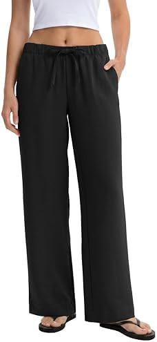 Abonlen Wide Leg Pants for Women Casual Flowy Crepe Trousers Wrinkle Free Relaxed Fit Lounge Work... | Amazon (US)