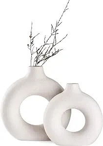 CEMABT Vases for Pampas Grass,Creative Vase Modern Home Decor,Handmade Vase White Ceramic Dried F... | Amazon (US)