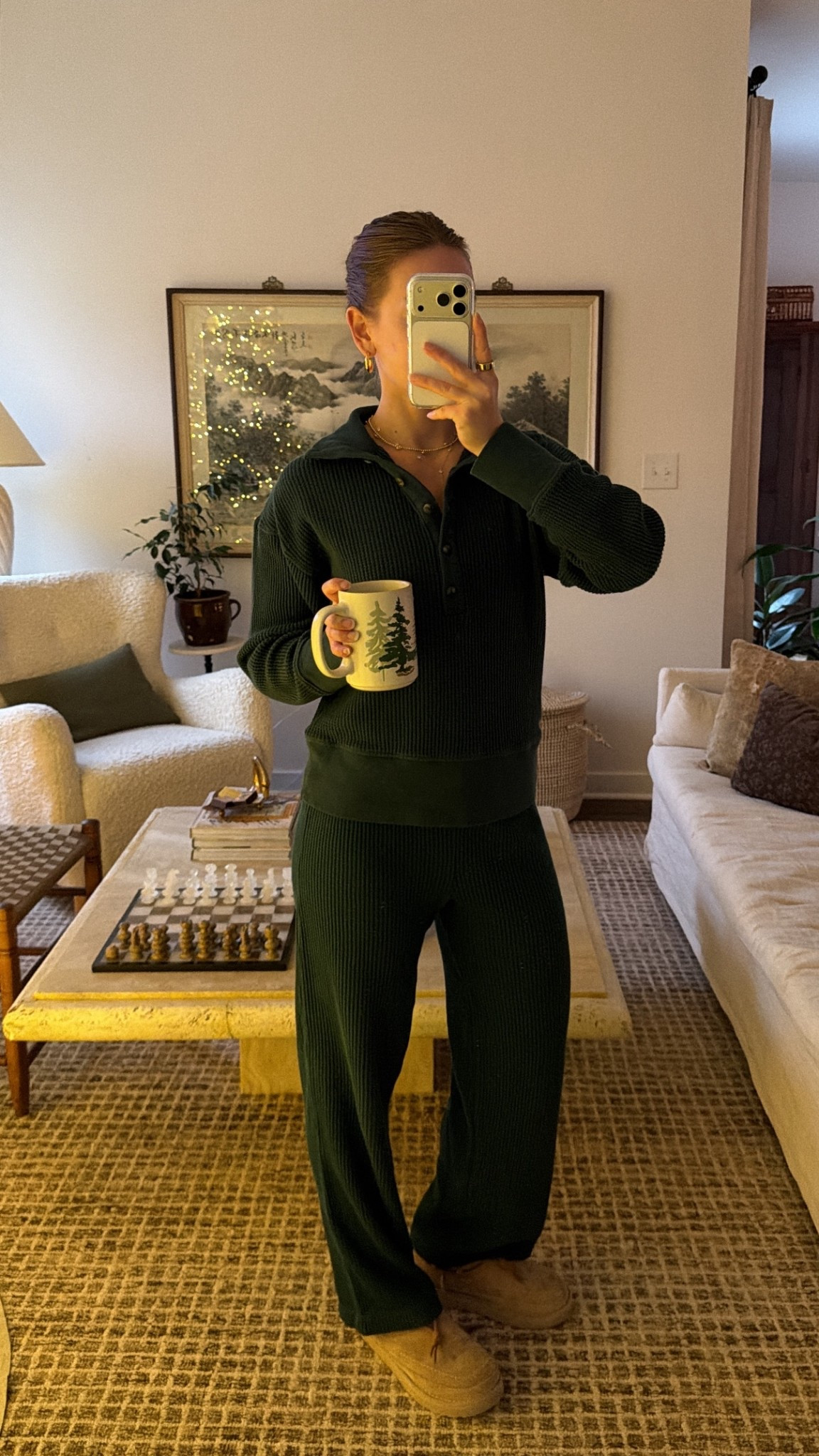 12/2/25 my morning loungewear set, linking my waffle-knit green Henley top and the matching bottoms. It’s the coziest, most festive-feeling set for the holiday season — soft, comfy, and perfect for slow mornings at home. Wearing a size small and top and bottom.

#LTKmorningroutine #LTKHoliday #LTKGiftGuide