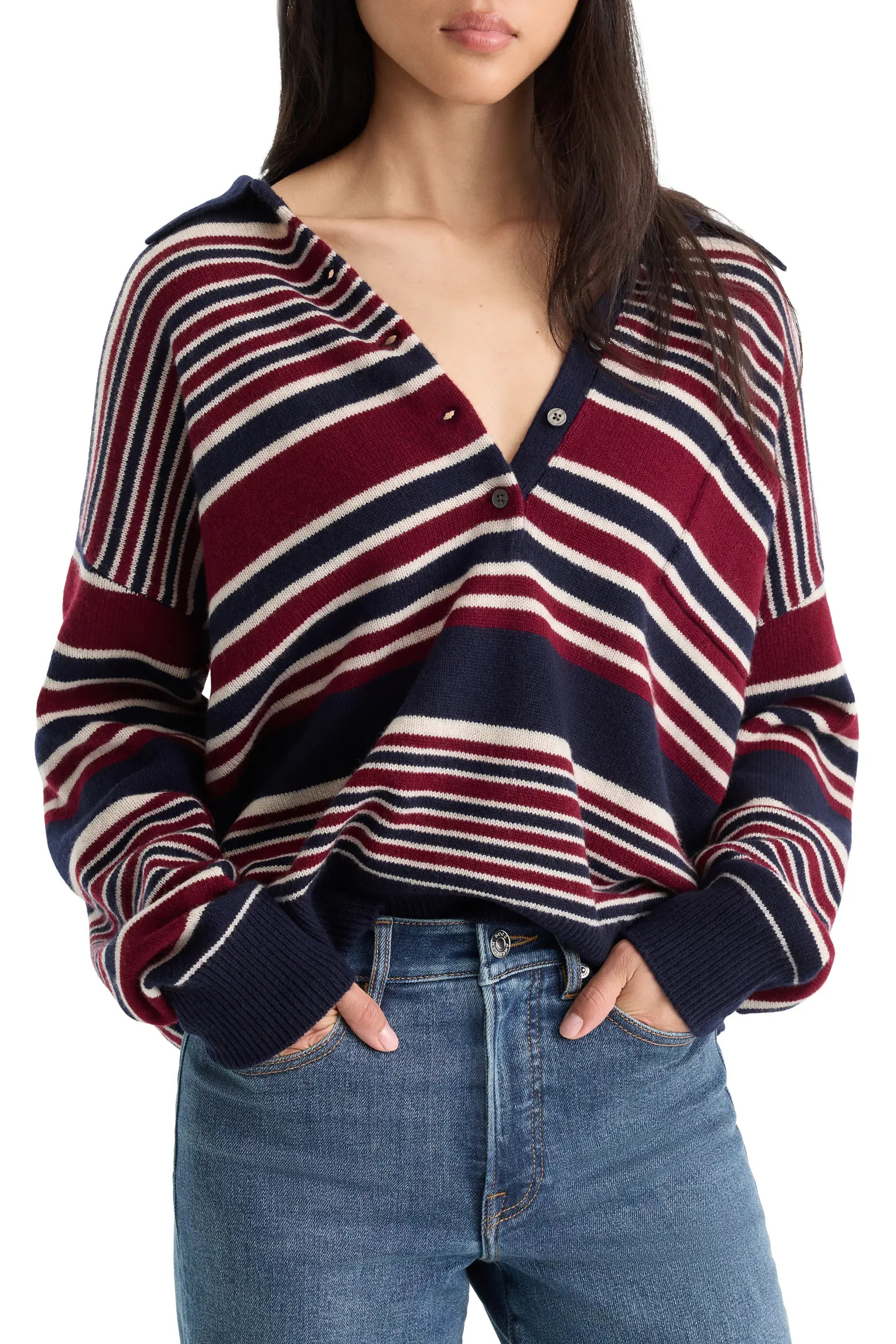 Good American The Oversized Rugby Sweater (Women) | Nordstrom | Nordstrom