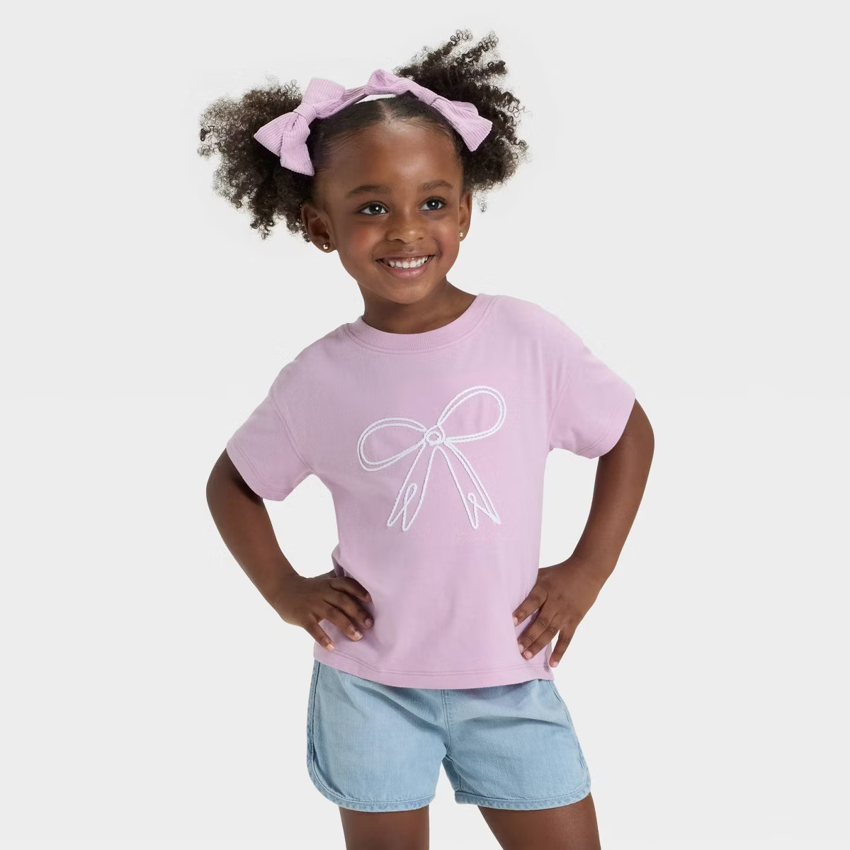 Toddler Girls' Short Sleeve Bow Oversized T-Shirt - Cat & Jack™ Lavender | Target