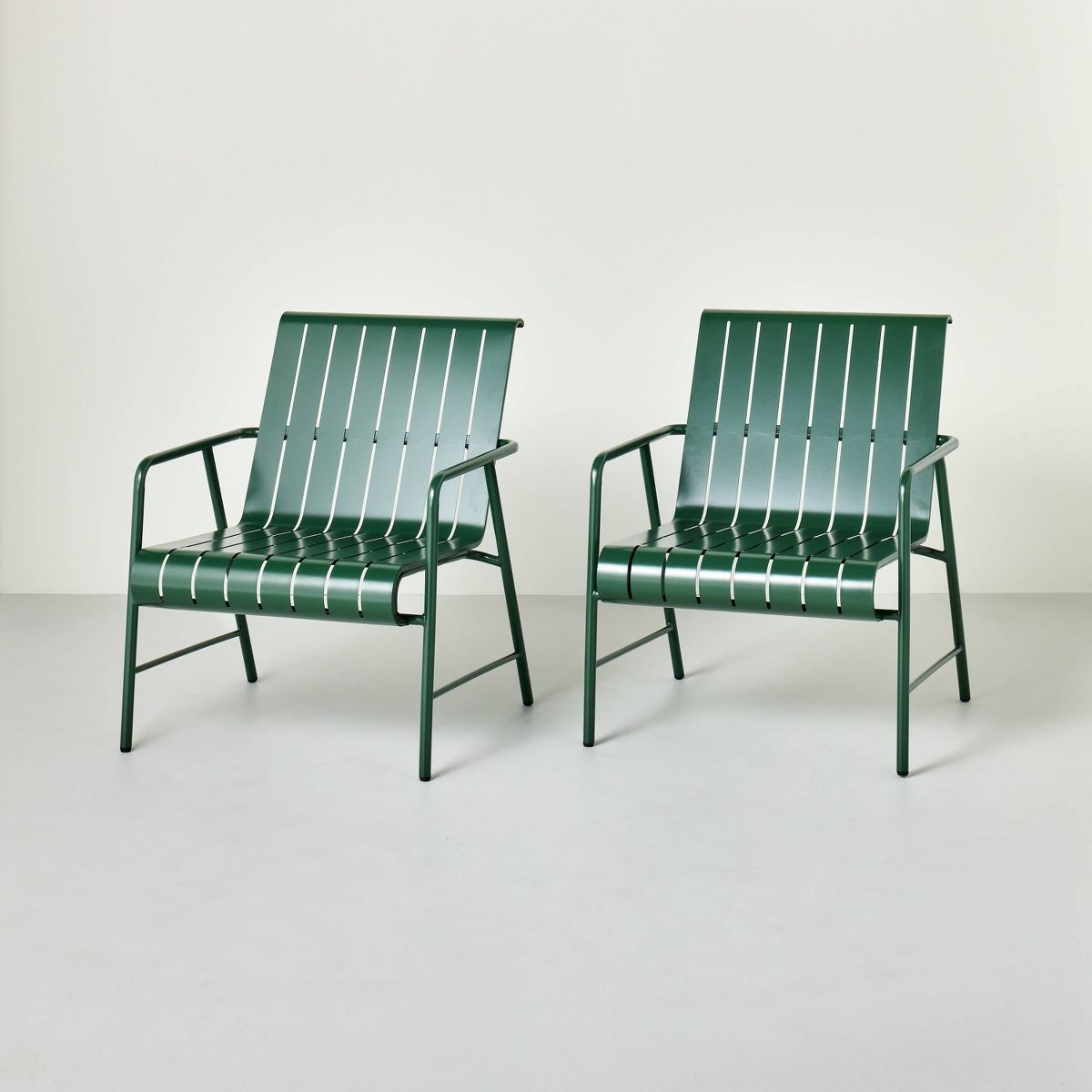 Slat Metal Outdoor Patio Club Chairs (Set of 2) - Green - Hearth & Hand™ with Magnolia | Target
