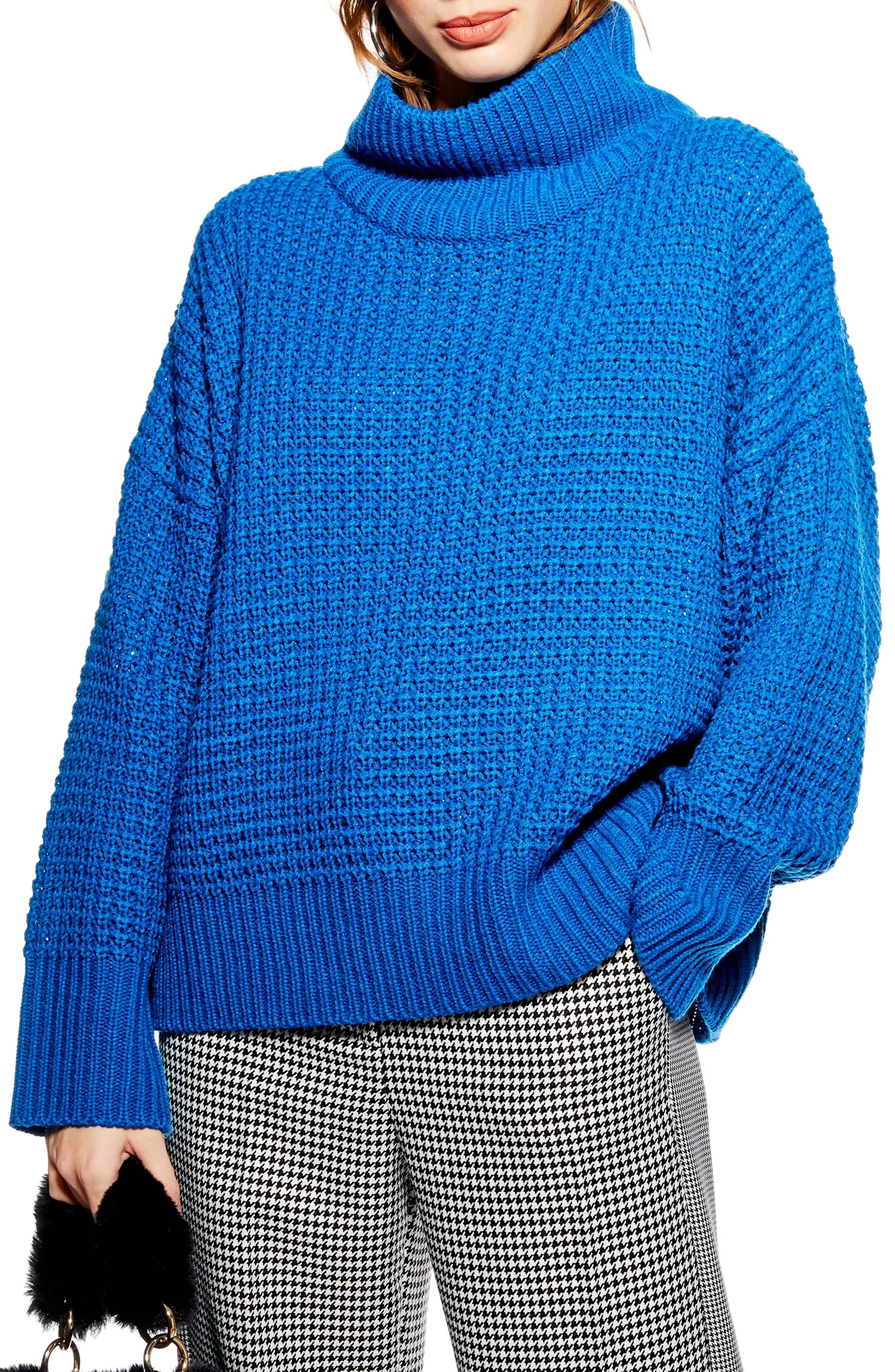 Topshop Weave Stitch Roll Neck Sweater | Nordstrom