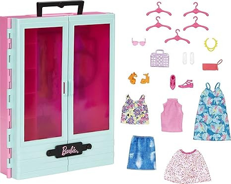 Barbie Closet Playset with 3 Outfits, Styling Accessories & Hangers, Mix & Match Clothes for 50+ ... | Amazon (US)