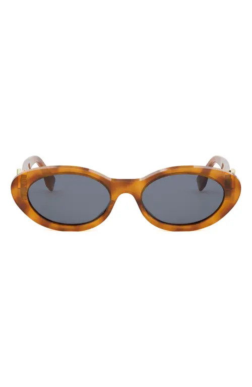 'Fendi Diamonds 53mm Oval Sunglasses in Havana/other/blue at Nordstrom | Nordstrom