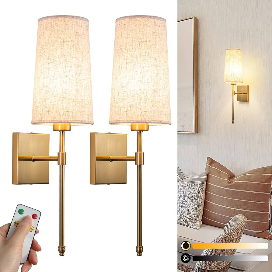 Battery Operated Wall Sconce Light Set Of Two, Battery Operated Sconces Wall Lighting Indoor Wire... | Amazon (US)
