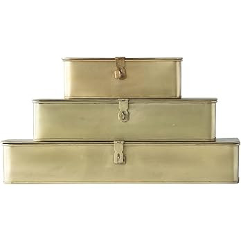 Decorative Metal Boxes with Gold Finish (Set of 3 Sizes) | Amazon (US)