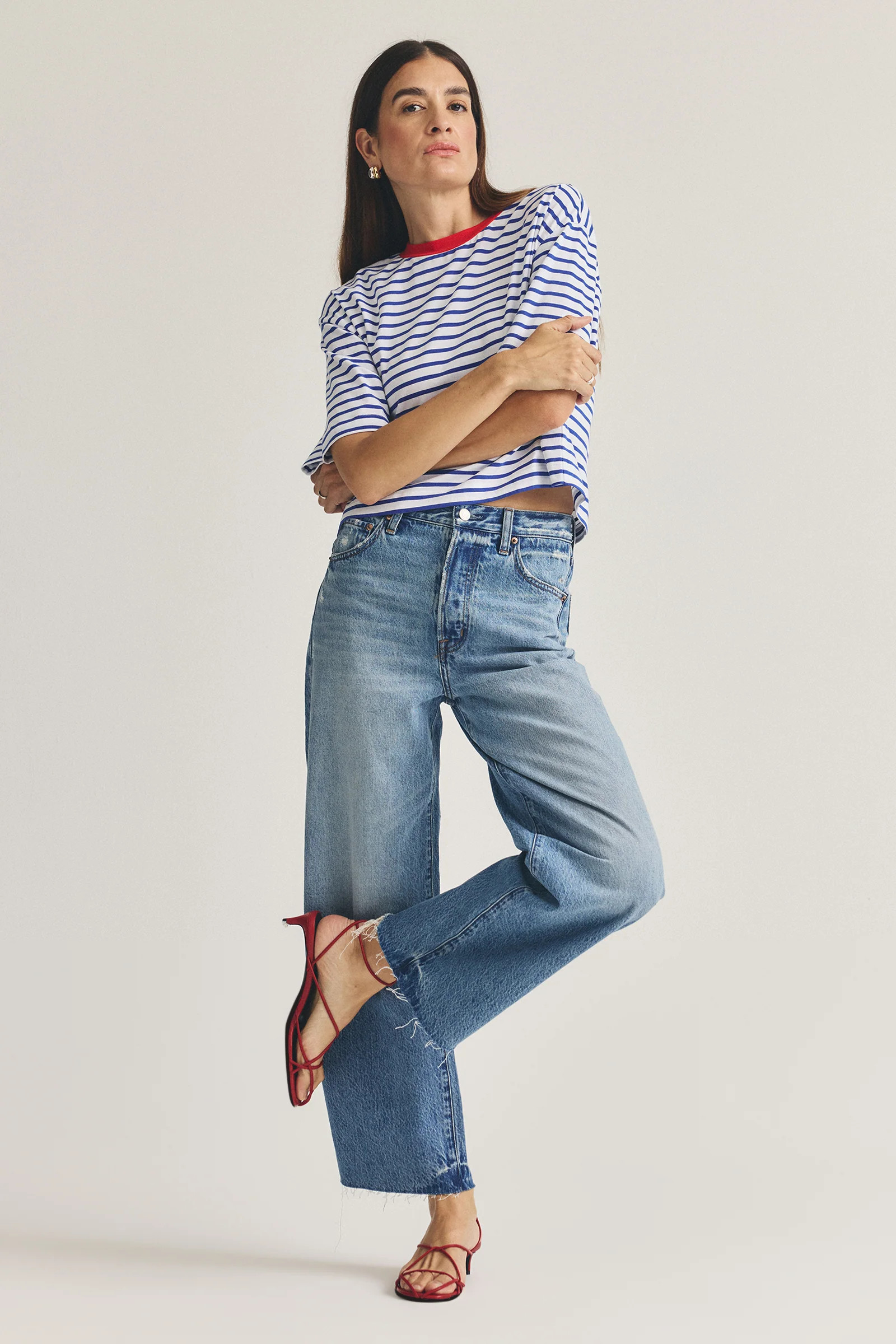 Tate Crop High Rise Bowed Wide Leg - Ablaze | Pistola Denim