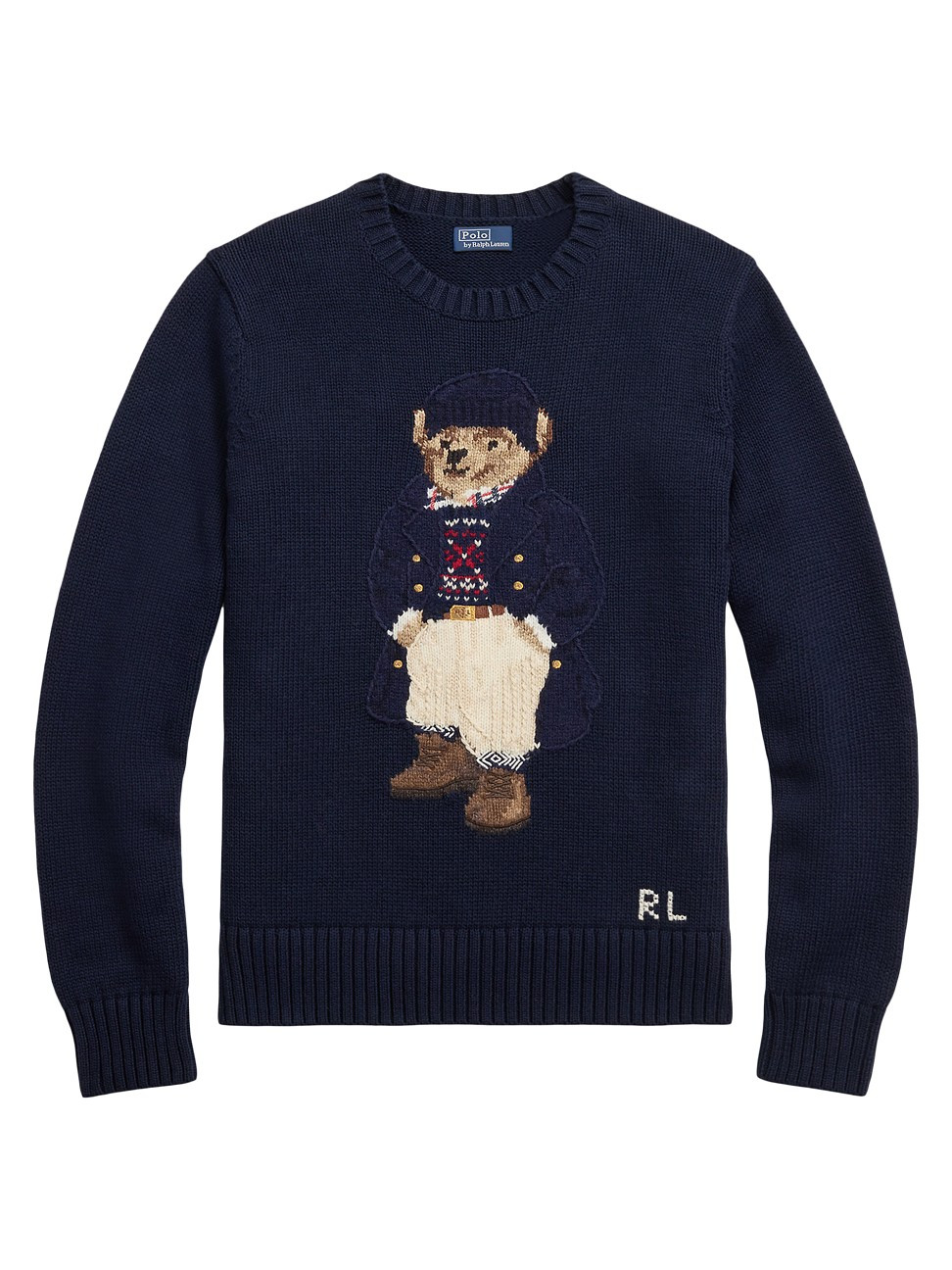 Women's Polo Bear Cotton Crewneck Sweater - Hunter Navy Multi - Size Small | Saks Fifth Avenue