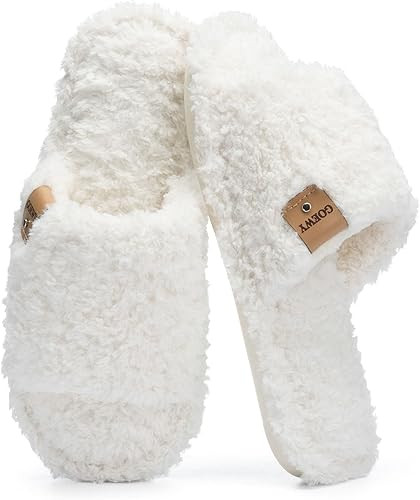 GOEWY Fuzzy Open Toe Slippers for Women Indoor with Comfy Memory Foam | Machine Washable,Cozy Flu... | Amazon (US)