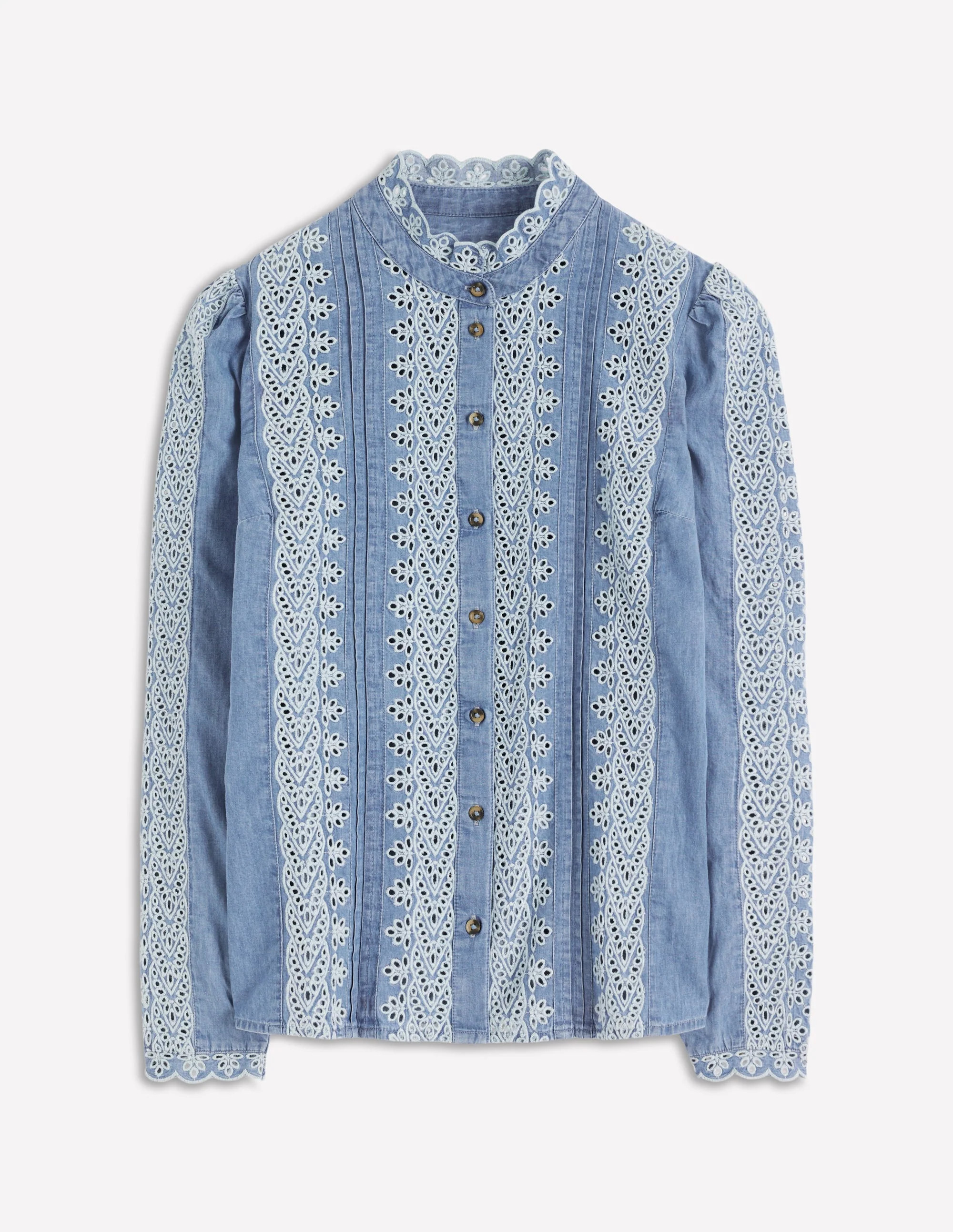 Savannah Broderie Top-Chambray | Boden (US)