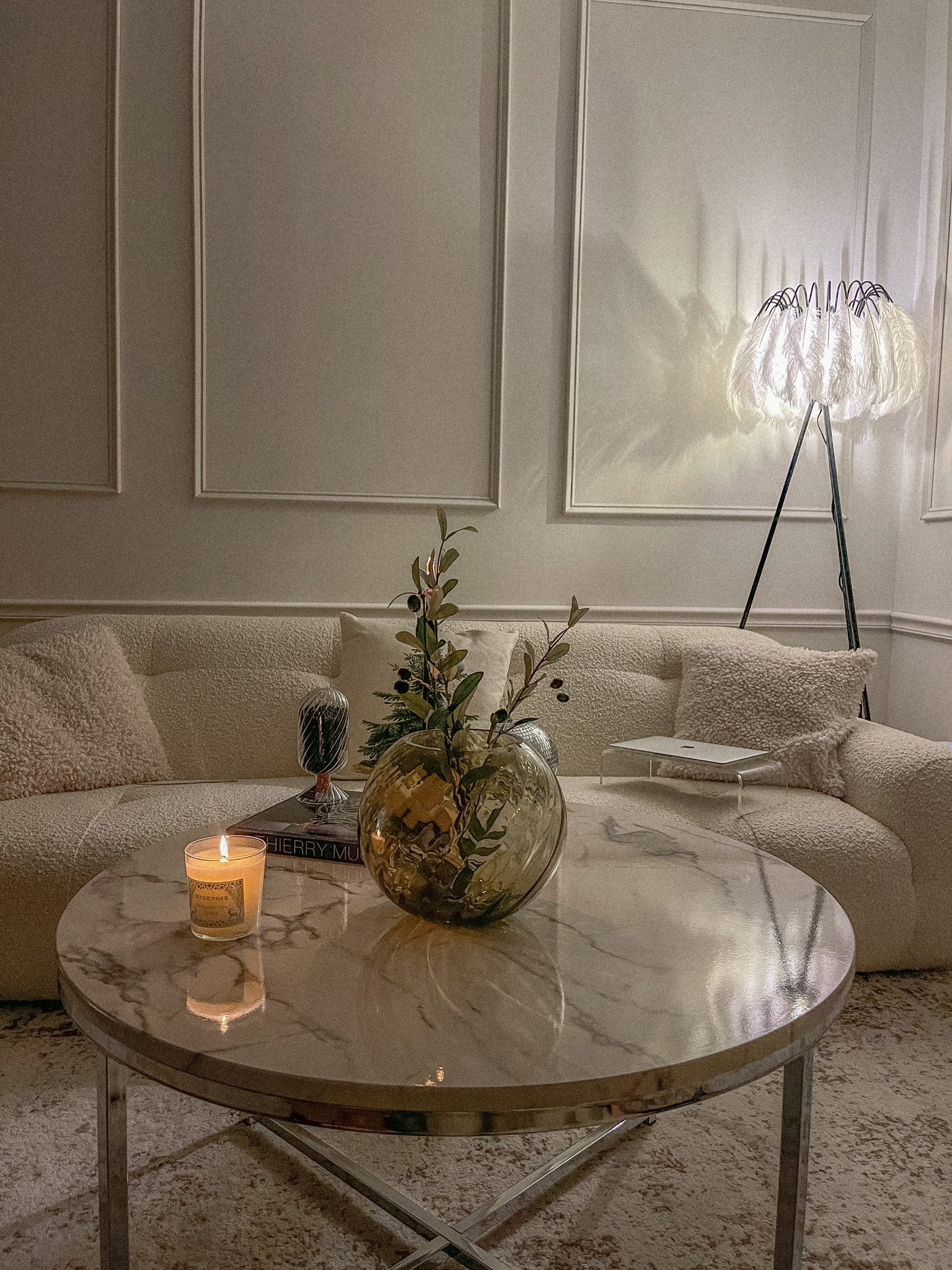 Cozy mode activated 

Coffee table is here and I can’t get over this feather 🪶 lamp 

#LTKHoliday #LTKhome #LTKCyberweek