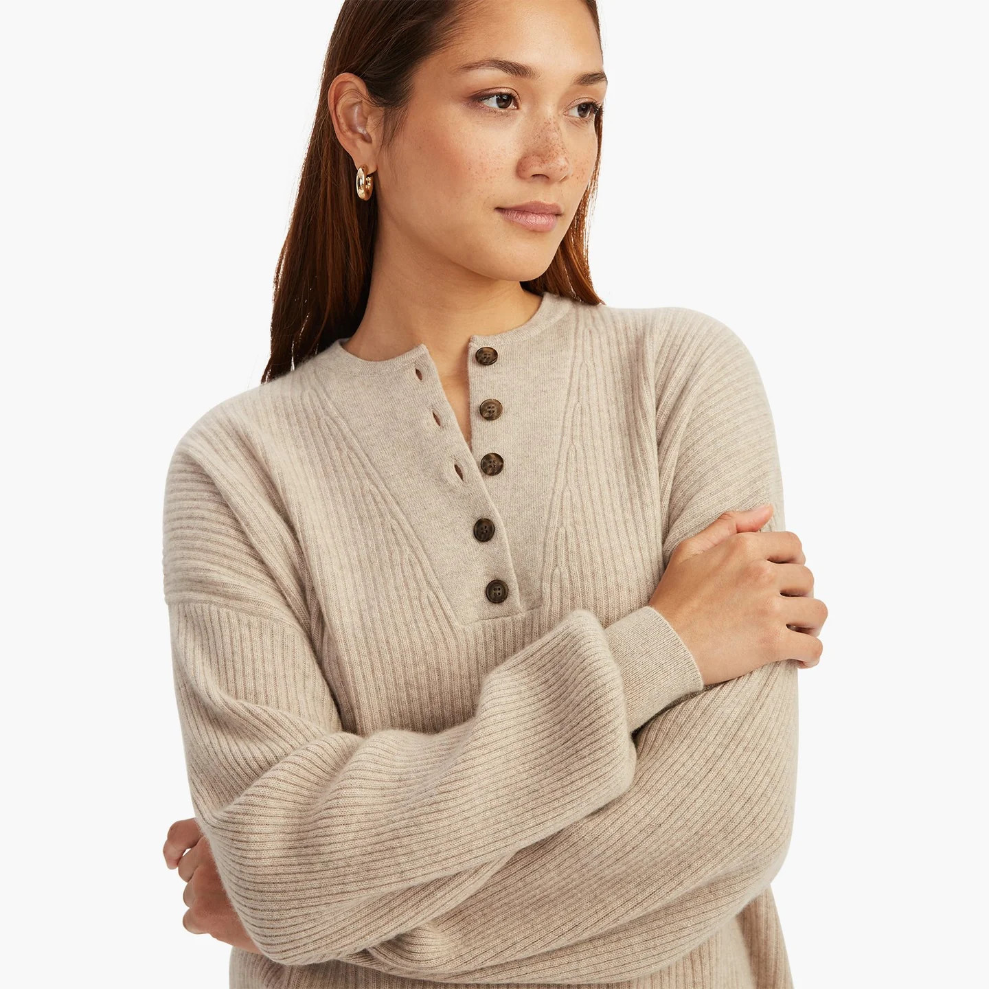 Recycled Cashmere Ribbed Henley | NAADAM