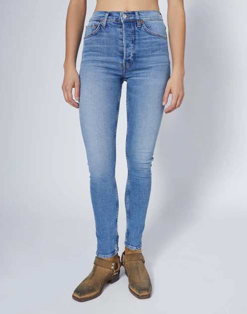 Power Stretch High Rise Ankle Crop - Worn Indigo | RE/DONE