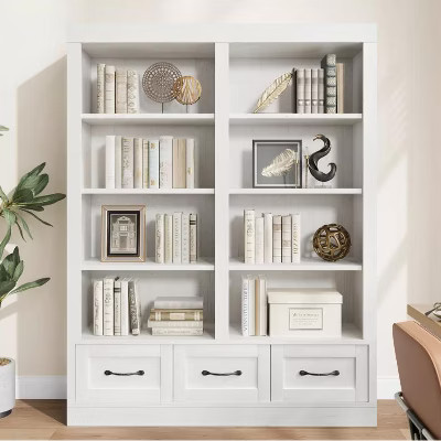 Nasitip 74.5" Tall Bookshelf with Double Storage, 6-Tier Wide Bookshelves with 12 Cubbies for Home Office Library(White) | Target