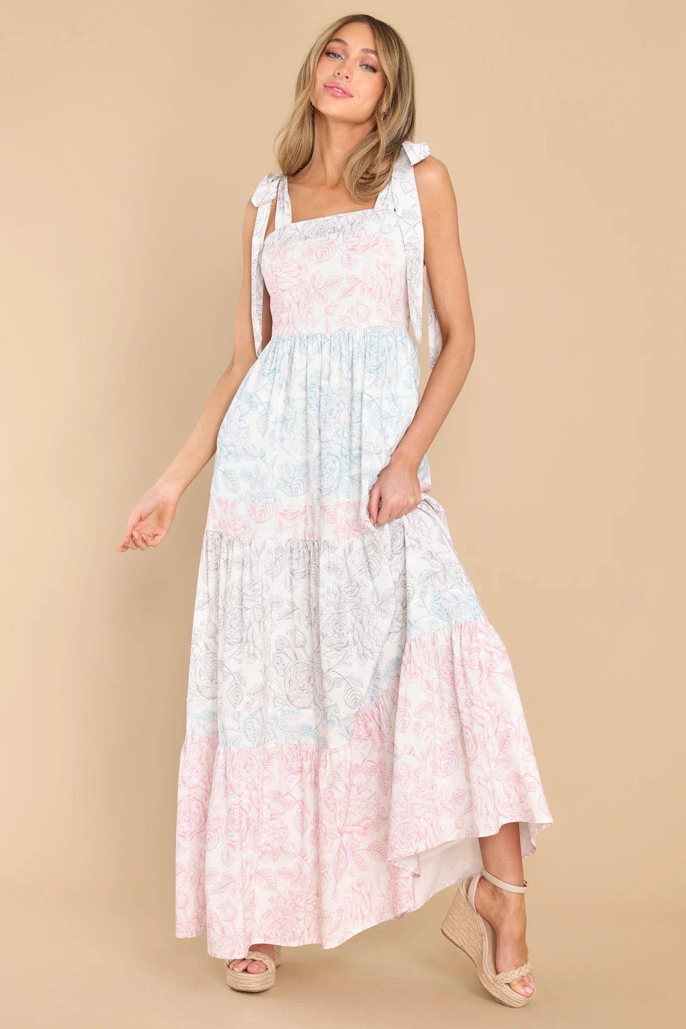 For A Change White Floral Maxi Dress | Red Dress 