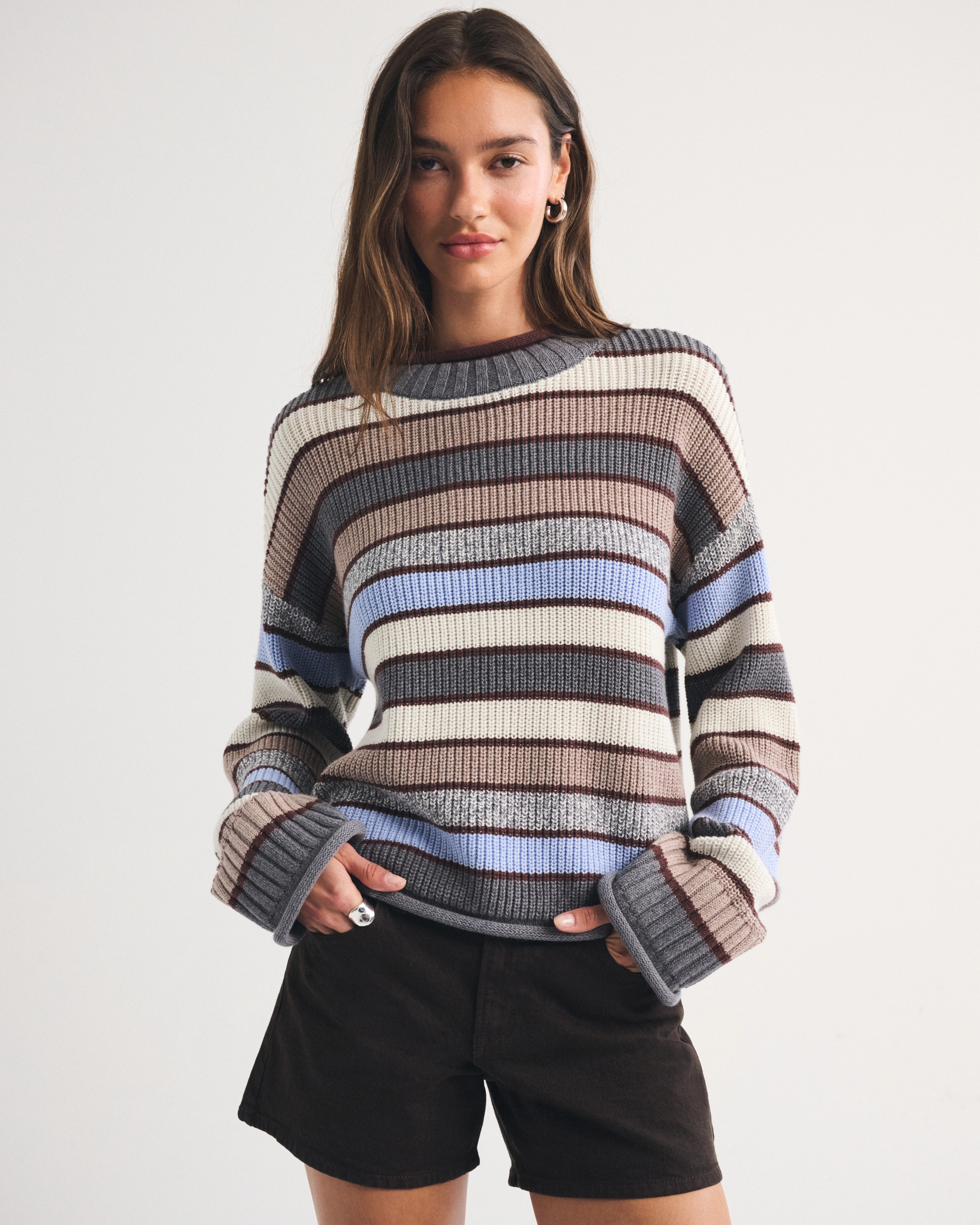 100% Cotton Roll Neck Crew Sweater | Abercrombie & Fitch (US)