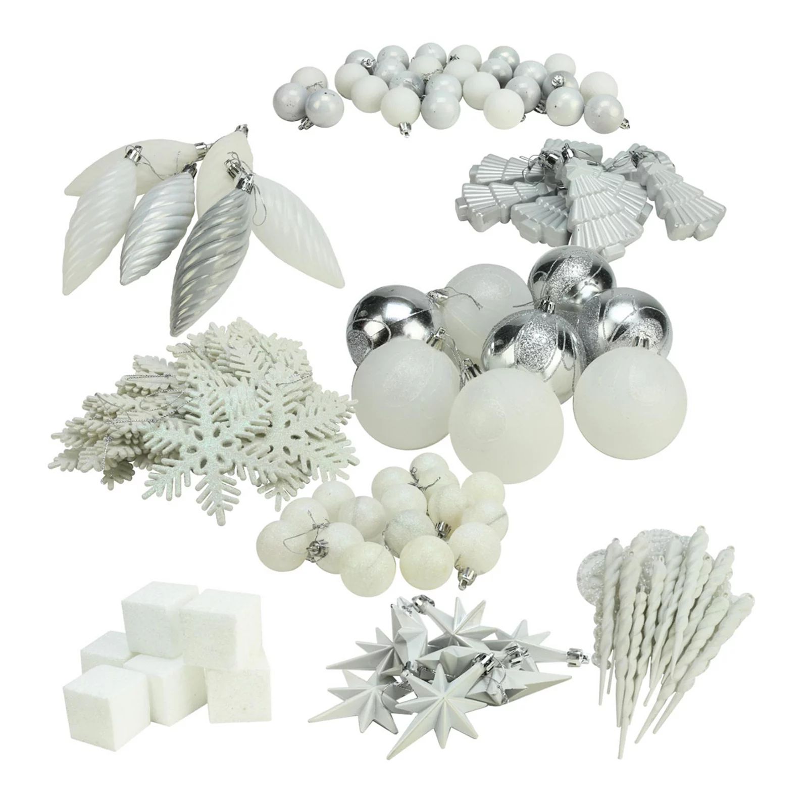 White Shatterproof Christmas Ornament 125-piece Set | Kohl's