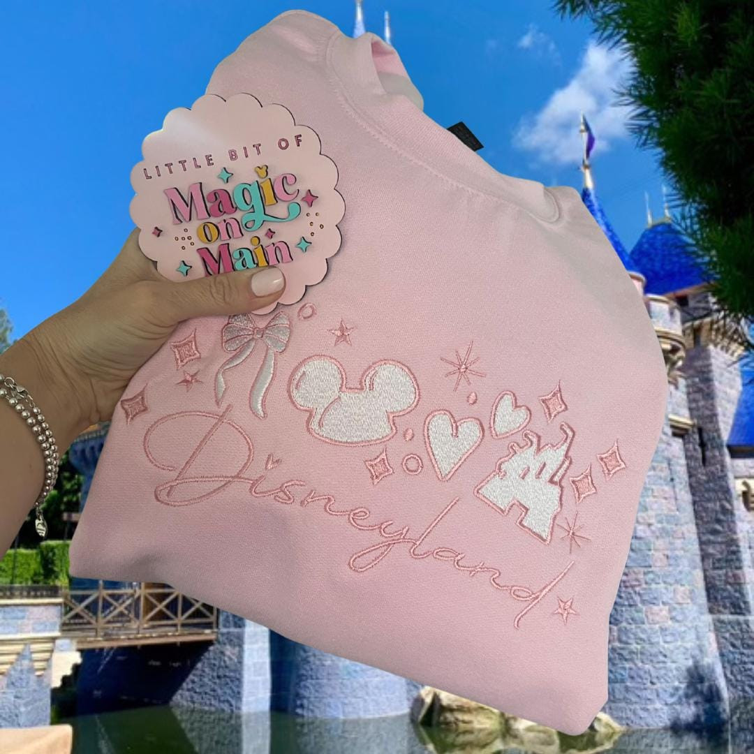 Disneyland Bow Shirt, Disneyland Bow Sweater, Pink Disneyland Sweater, Pink Disneyland Sweatshirt... | Etsy (US)