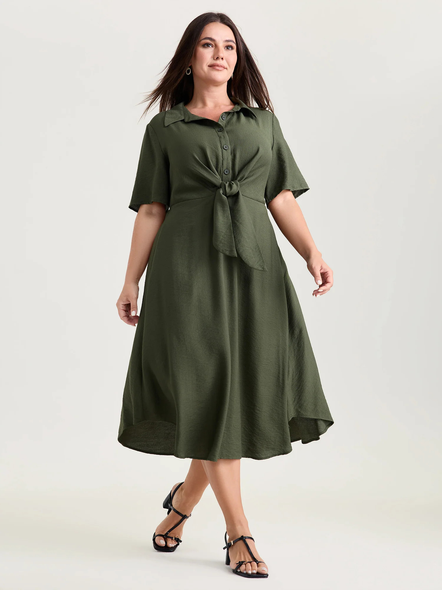 Supersoft Knotted Tie Front Midi Dress | Bloomchic