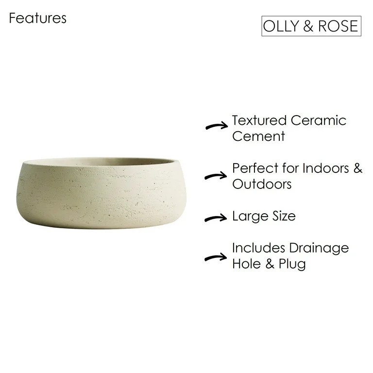 Olly & Rose Large Ceramic Planter Bowl for Plants Flowers Succulents Cactus Shallow Plant Pot Cre... | Walmart (US)