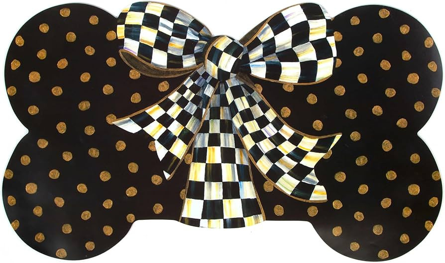 MACKENZIE-CHILDS Pup Placemat, Cute Pet-Food Mat for Dog Bowls and Cat Bowls, Courtly Bow | Amazon (US)