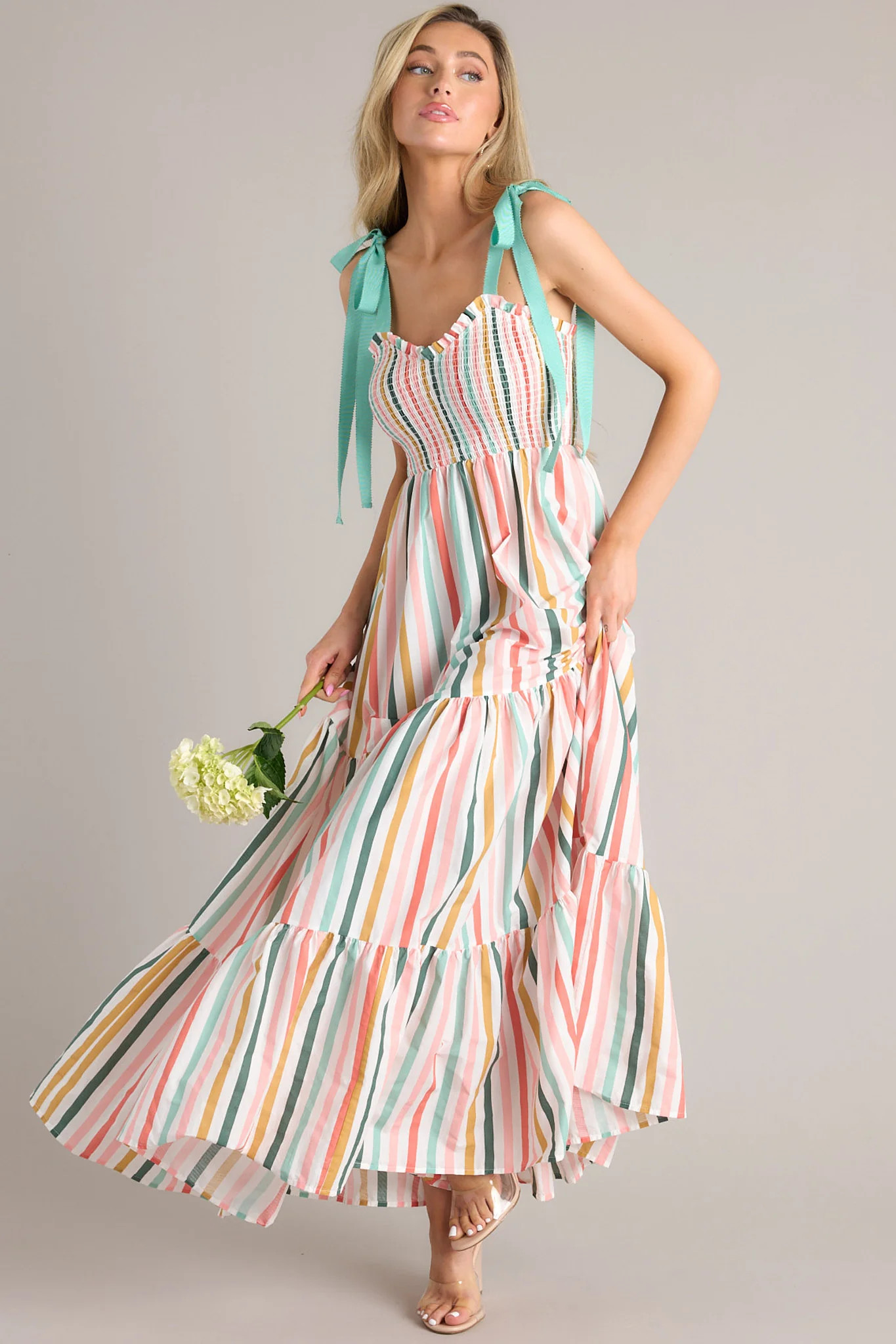 Wishing For You Desert Sage Multi Stripe Maxi Dress | Red Dress
