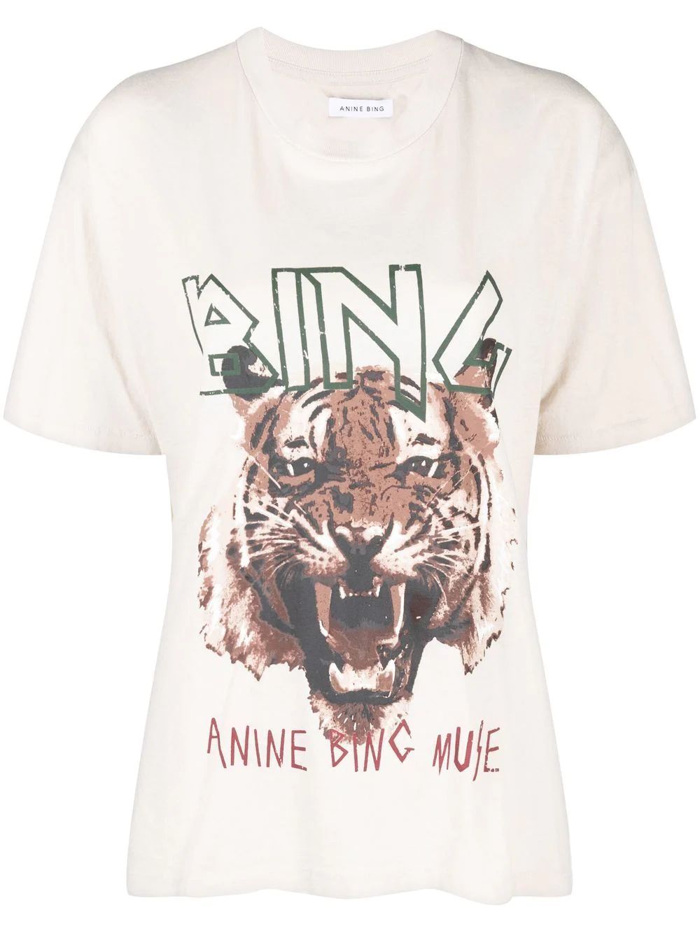 ANINE BING T-Shirt Aus Bio-Baumwolle Mit Tiger - Farfetch | Farfetch Global