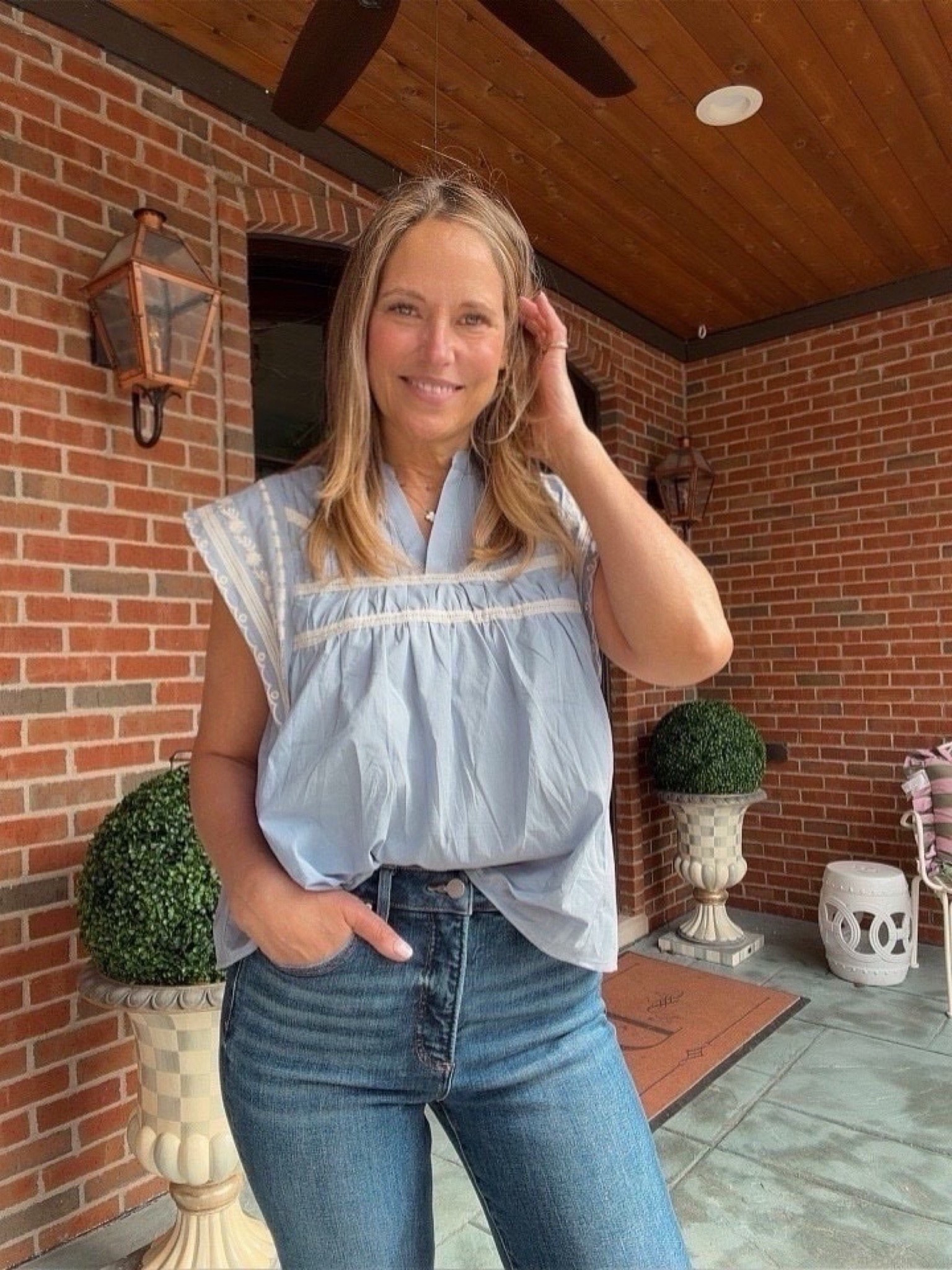 Social Threads always has the cutest pieces for a seasonal refresh. This embroidered top immediately caught my eye and ended up being even prettier in person. Such an easy piece to style with denim, shorts, or white pants.

#LTKMidsize #LTKOver40 #LTKSeasonal