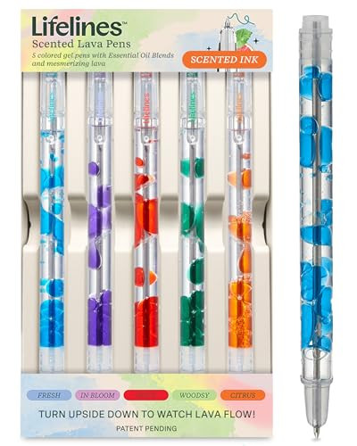 Lifelines Scented Lava Gel Pen Set, 5-Pack (Multi-Color) - 0.5mm Colored Gel Pens Infused with Scented Essential Oil Blends & Mesmerizing Lava - School Supplies for College Kids & Adults | Amazon (US)
