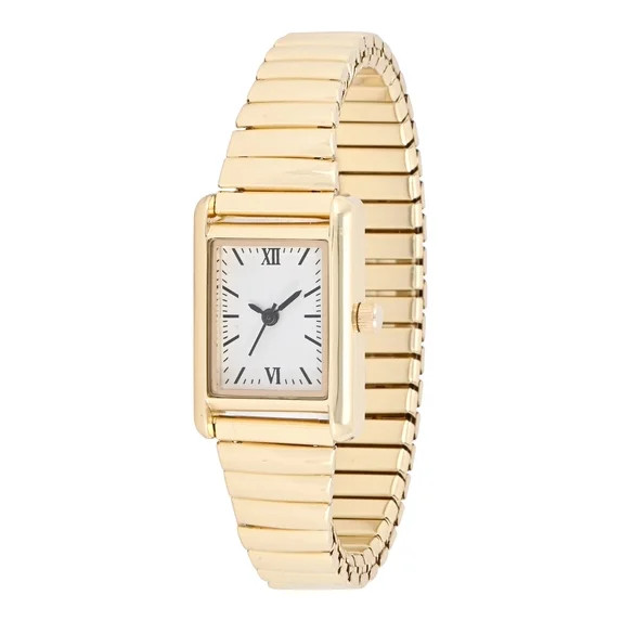 No Boundaries Adult Female Goldtone Tank Case Watch with Gold Link Bracelet. | Walmart (US)