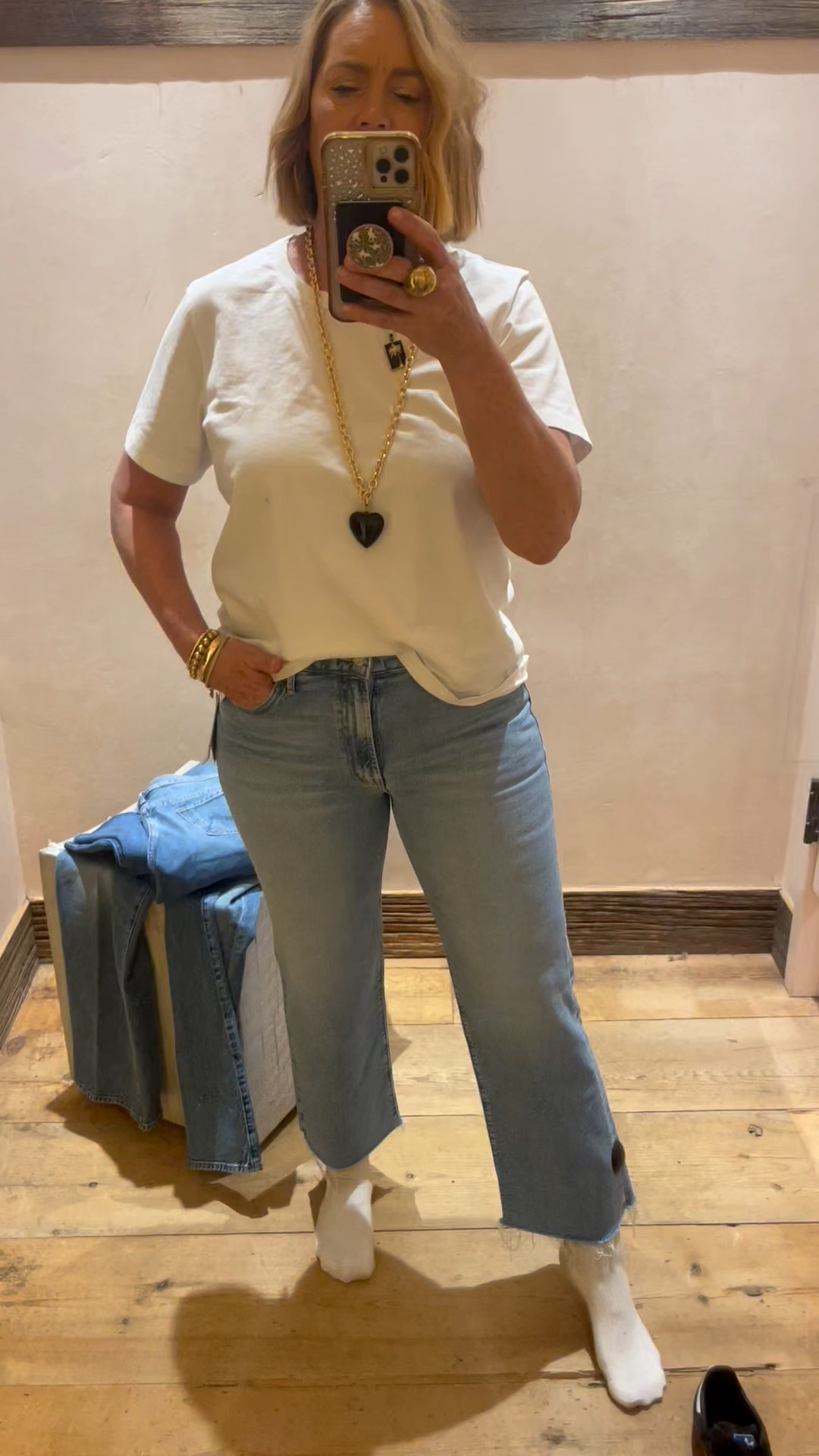 MOTHER Kick It Ankle Straight-Leg Jeans 🤍👖

These are the jeans that have been going crazy for a reason. The Kick It is that perfect modern straight-leg — relaxed but polished, structured but wearable. This particular pair is the light wash with a raw hem, which feels so fresh for spring and summer.

Mid-rise fit. Straight leg. Ankle length. Raw hem. Premium denim that actually holds its shape.

They fit true to size for me. If you want a slightly more relaxed, beachy oversized vibe, you can absolutely size up and lean into that effortless look. Both ways work depending on how you want to style them.

What I love:
• The lighter wash is very on-trend for spring
• The straight leg feels grown-up but still cool
• The raw hem keeps them modern
• They come in multiple washes
• Multiple inseams and now petite options
• Easy to dress up or down

This is premium denim that gives you structure without feeling stiff. Not overly stretchy, not clingy — just clean, flattering, elevated everyday denim.

If you’re building a modern midlife wardrobe, this is exactly the kind of foundational piece that makes everything else easier.

Denim is the foundation. We build empires on top of it.

—
MOTHER Kick It jeans, straight leg jeans, ankle jeans, mid rise denim, raw hem jeans, premium denim, spring denim, summer denim, light wash jeans, modern straight leg, elevated everyday style, over 50 fashion, modern midlife cool, quiet luxury style, elevated basics, capsule wardrobe denim, petite denim options, flattering straight leg, premium jeans review, Anthropologie denim, high quality denim, chic casual outfits, brunch outfit jeans, everyday elevated denim, cool girl jeans over 50, structured denim, classic straight jeans, updated denim trend

#LTKgrwm #LTKootd #LTKOver40