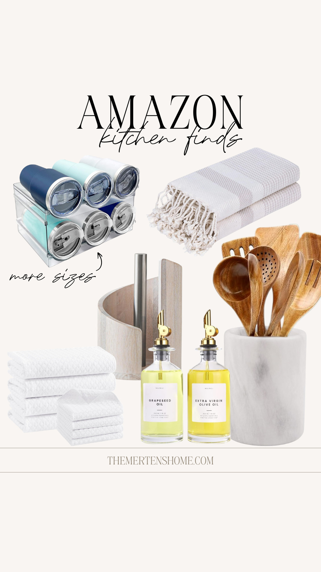Amazon kitchen finds 🤍 Pretty, practical pieces that make cooking, organizing, and everyday life easier, from a paper towel holder and marble utensil holder to wooden utensils and a bottle organizer. 

 #LTKHome