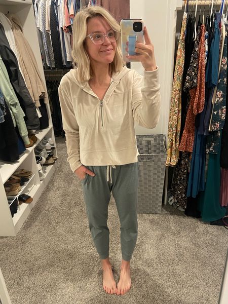 Love these vuori pieces - super soft quarter zip and the coziest joggers (S in top and XS in bottoms) #athleisure

#LTKfitness #LTKfindsunder100