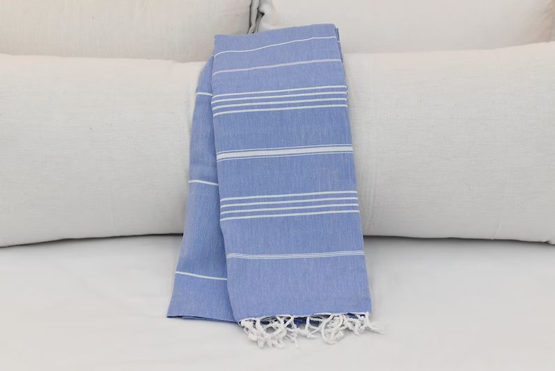 Blue Handwoven Turkish Striped Blanket Organic Cotton | Etsy | Etsy (CAD)