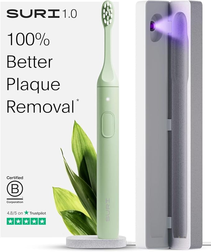 SURI 1.0 Sonic Electric Toothbrush with UV Cleaning Travel Case | 1 Month+ Battery | UK’s No.1 ... | Amazon (UK)