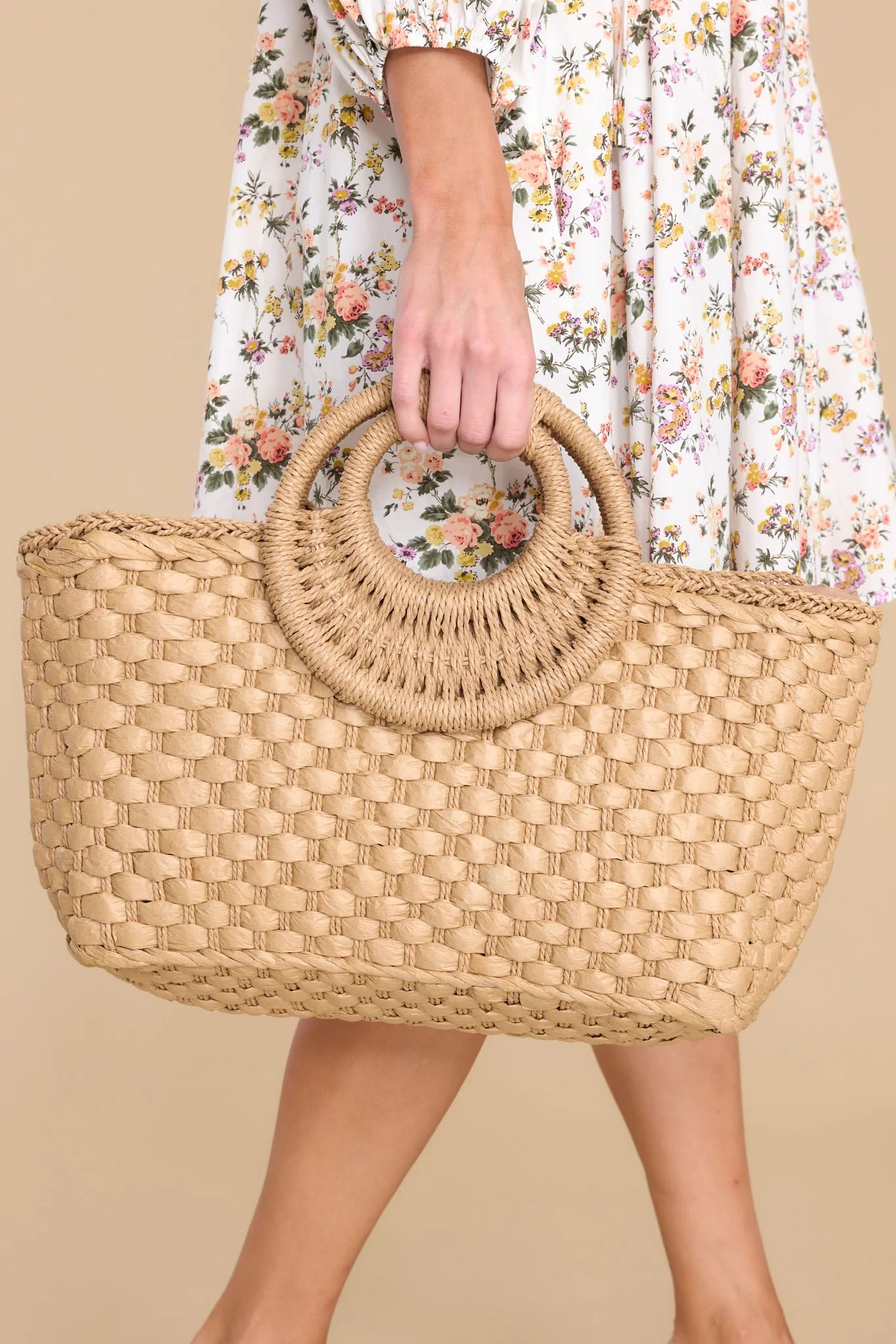 You Know Me So Well Tan Rattan Bag | Red Dress 
