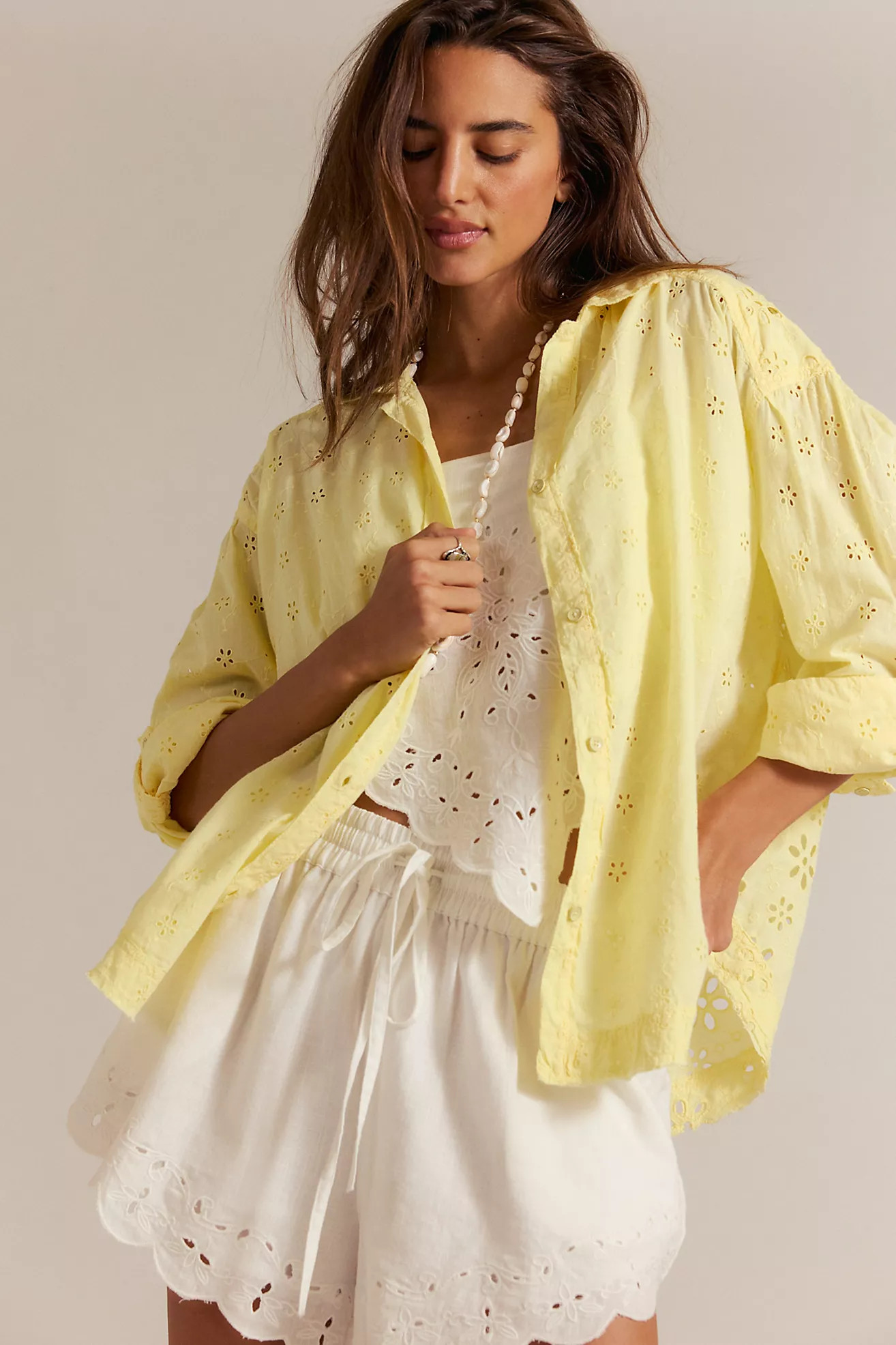 We The Free Mae Washed Eyelet Shirt | Free People (Global - UK&FR Excluded)