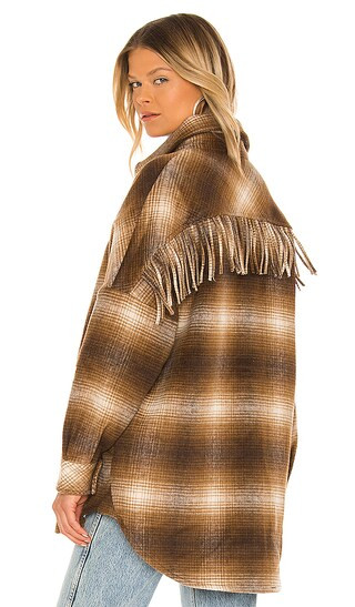 Fringe With Benefits Coat in Brown | Revolve Clothing (Global)