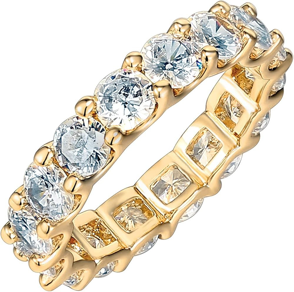 PAVOI 14K Gold Plated Rings Cubic Zirconia Love Ring | 4mm Stackable Rings for Women | Gold Rings... | Amazon (CA)