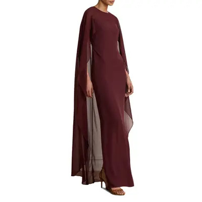 Cape Detail Triple Georgette Gown | Nordstrom