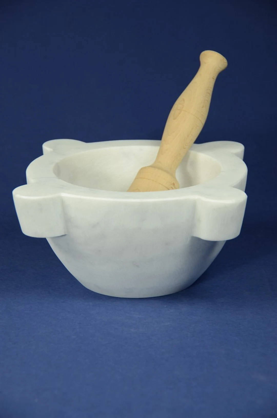 Mortar Diameter 24 Cm (9.44 Inch) in White Carrara Marble With Pestle in Beech Wood - Etsy | Etsy (US)