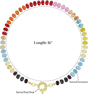 KissYan Beaded Gemstone Necklace for Women, Colorful Boho Bead Choker Necklace Natural Stone Fres... | Amazon (US)