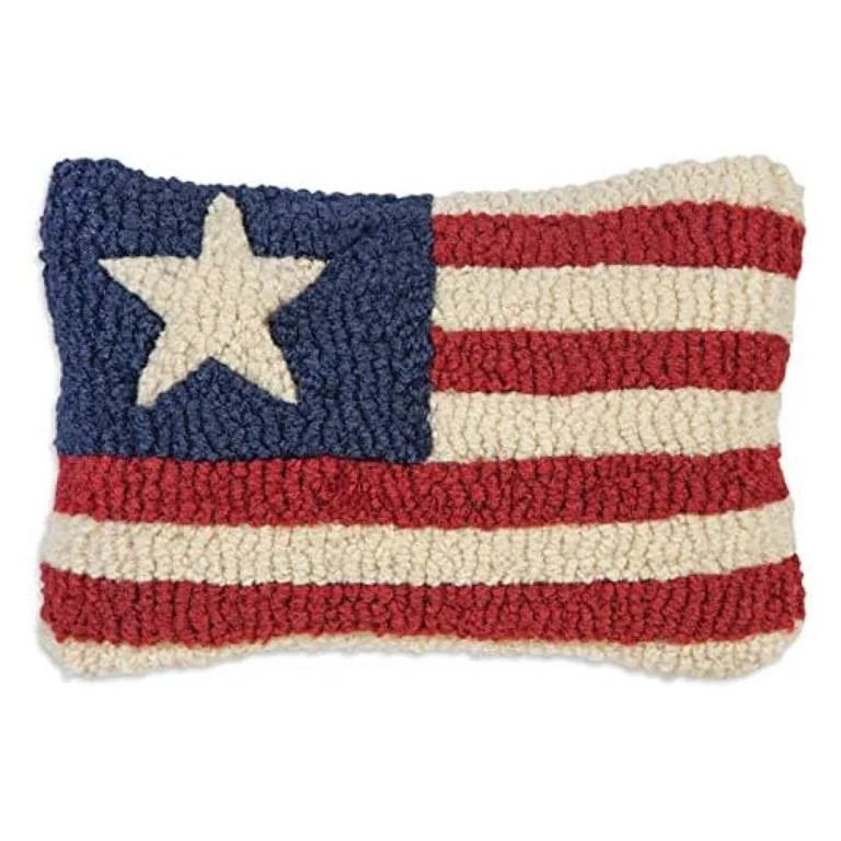 Artist-Designed Stars & Stripes Hand-Hooked Wool Decorative Throw Pillow (8 in x 12 in) 4th of Ju... | Walmart (US)