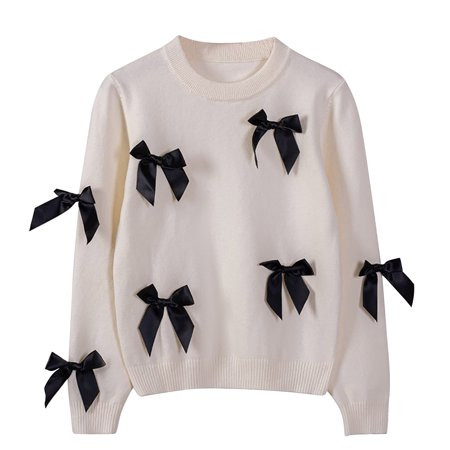 Odeerbi Kids Boys Girls Sweater Cute Winter Thermal Knit Crewneck Sweater 2-10 Years Children s Love Bow Base Sweater Long Sleeve Top Kids Clothes Beige | Walmart (US)