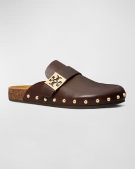 Tory Burch Mellow Leather Buckle Slide Mules | Neiman Marcus