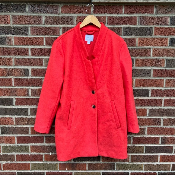 Old Navy Bright Red Button Pea Coat | Poshmark