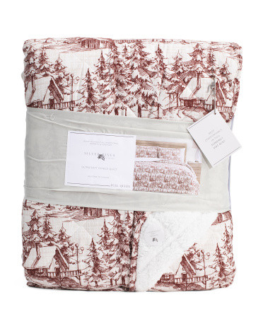 3pc Sherpa Back Cabin Toile Quilt Set | TJ Maxx